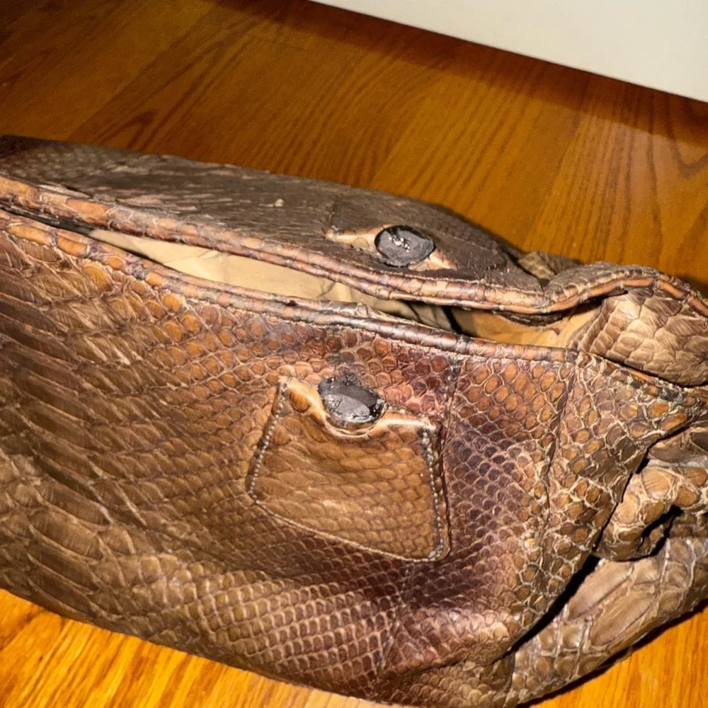 Carlos Falchi Brown Large Python Skin Clutch